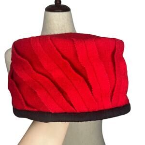 Vintage Amy Downs Women's Pillbox Hat Cherry Red Felted Turban 1960s Milliner
